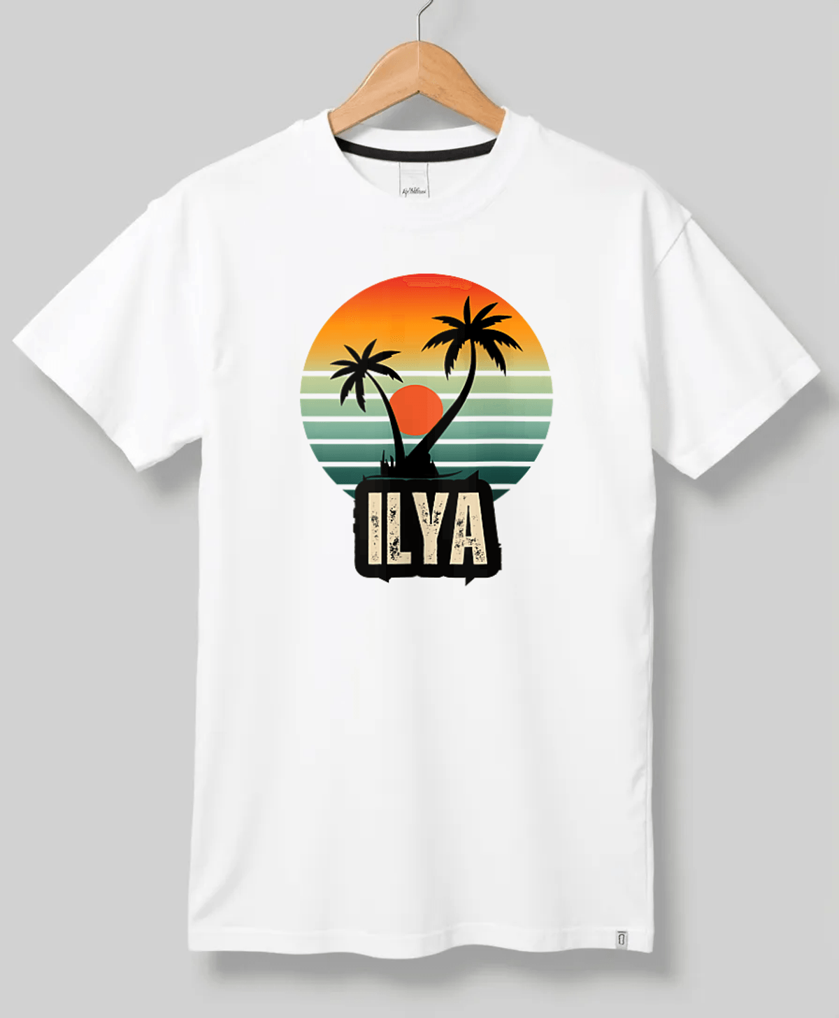Personalized ILYA Retro Sunset Disk T-Shirt