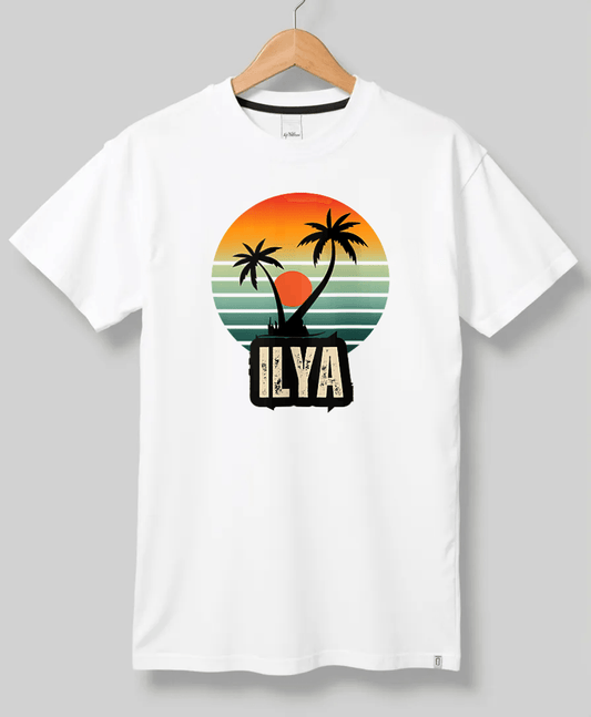 Personalized ILYA Retro Sunset Disk T-Shirt