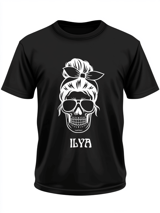 Personalized ILYA Rockabilly Skull T-Shirt