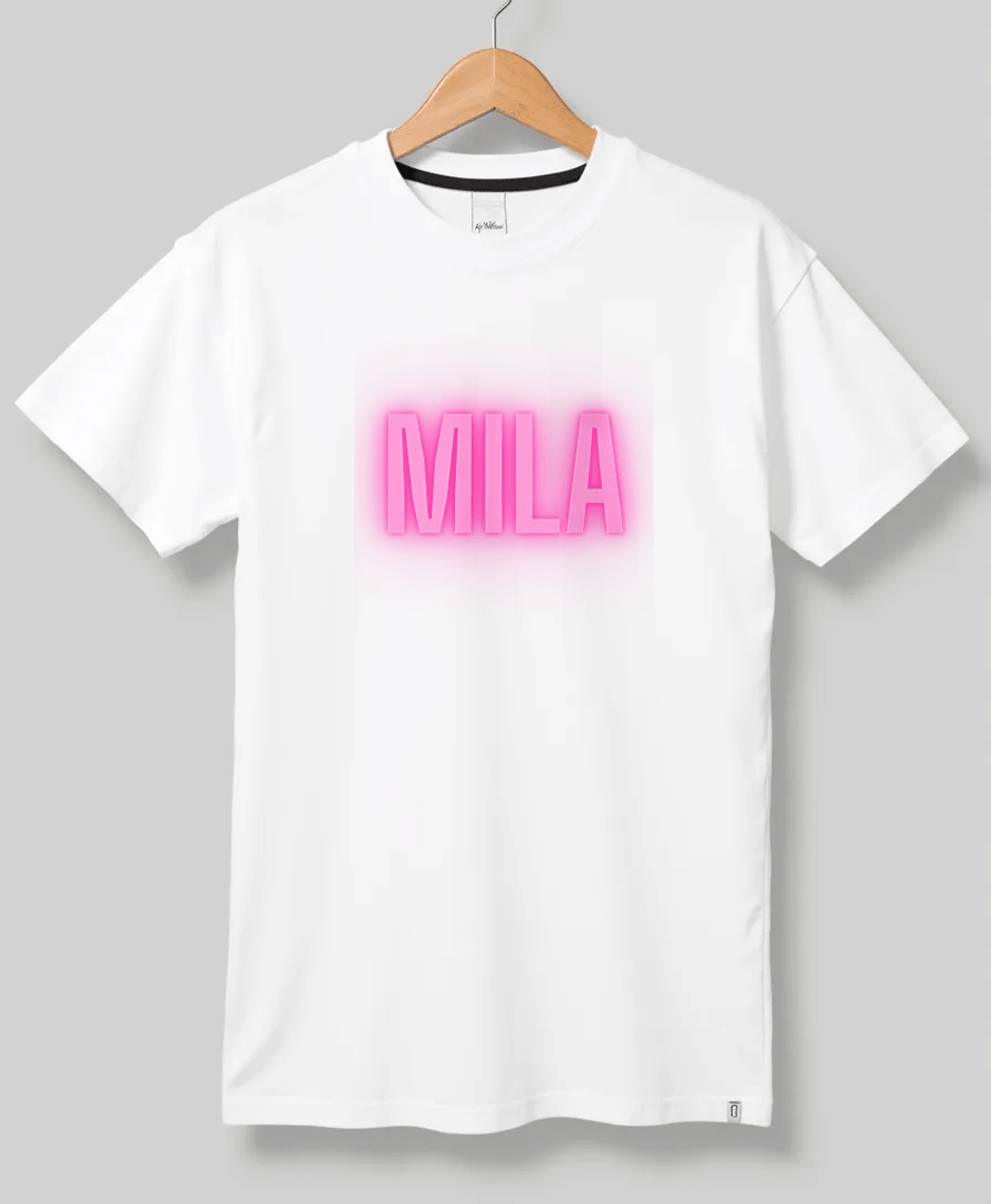 Personalized MILA Neon-Pink Lettering T-Shirt