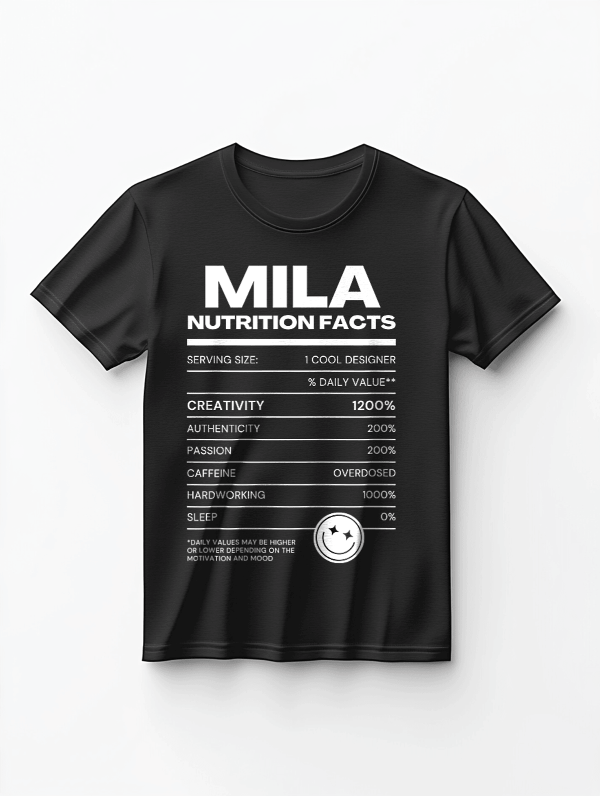 Personalized MILA Nutrition-Label Graphic Tee