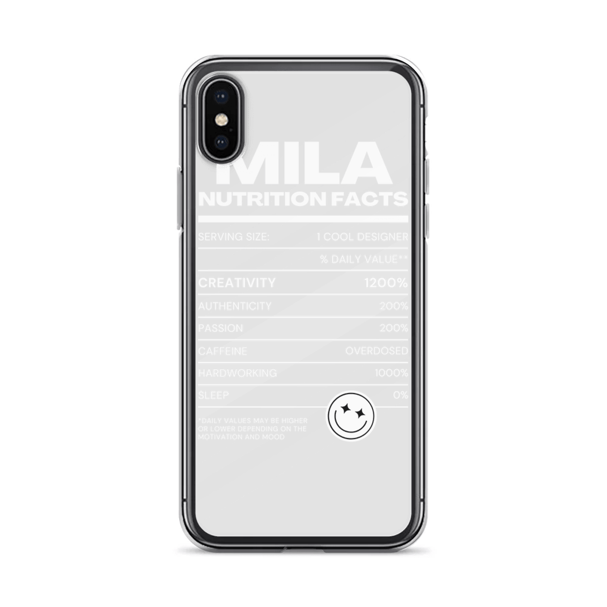 Personalized MILA Nutrition Facts Phone Case