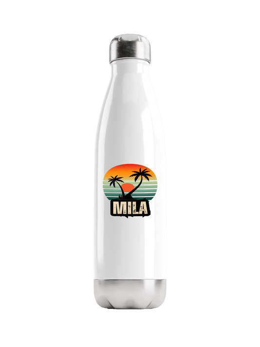 Personalized MILA Water Bottle with Retro Sunset Design