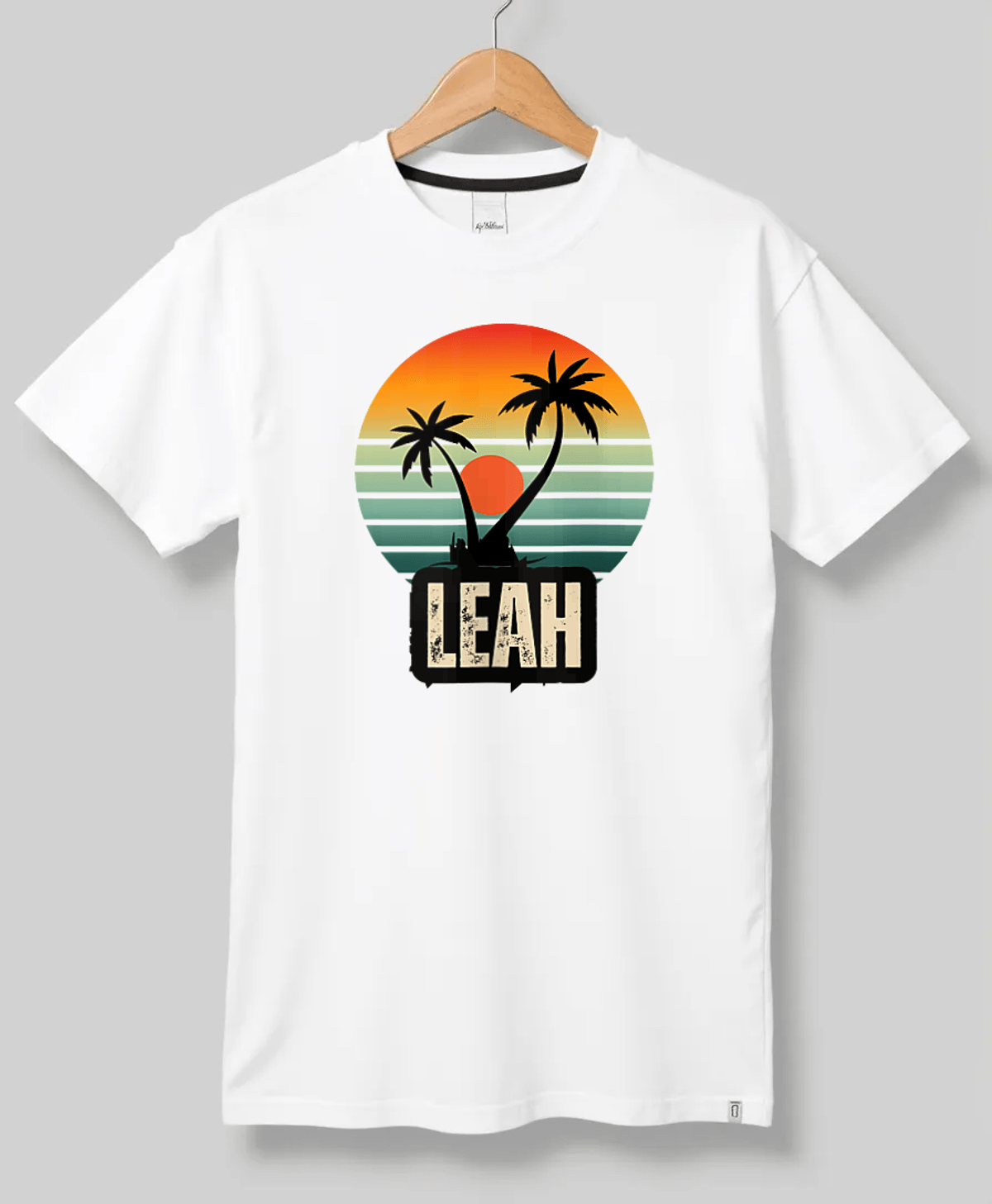 Personalized LEAH Retro Sunset Disk T-Shirt