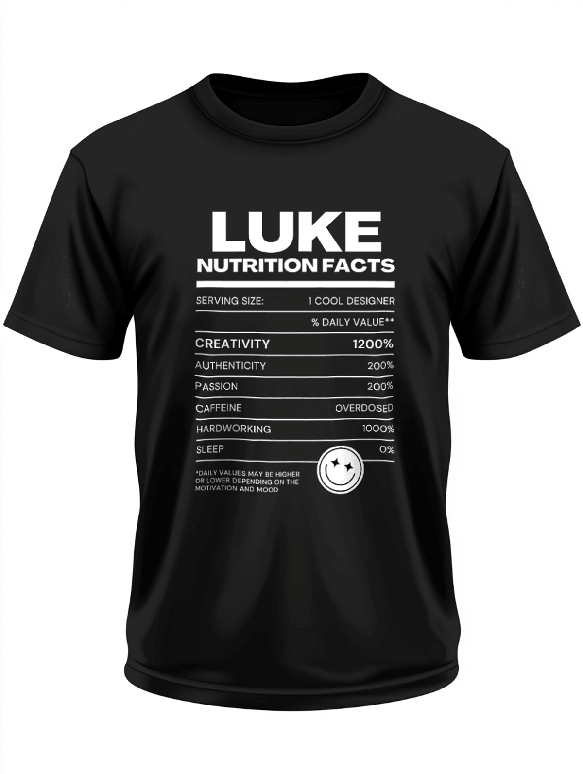 Personalized LUKE Nutrition Facts T-Shirt
