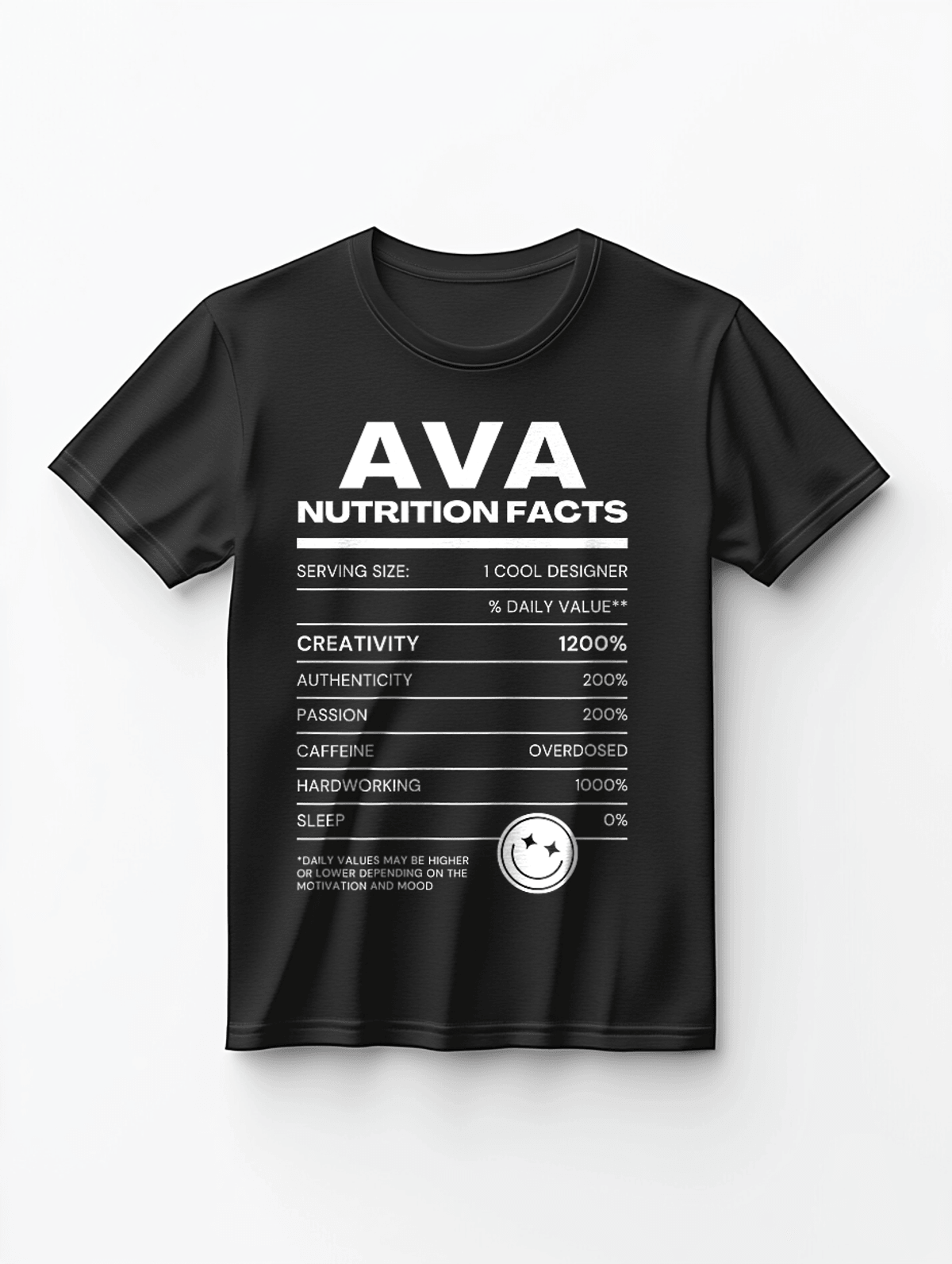 Personalized AVA Nutrition-Label Graphic Tee