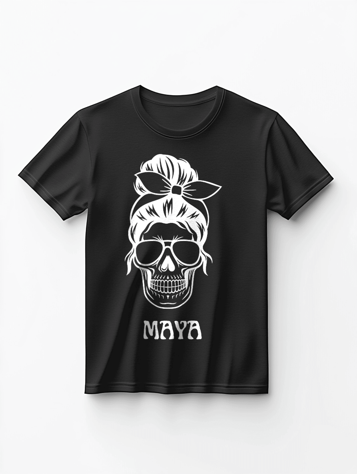 Personalized MAYA Skull Illustration T-Shirt