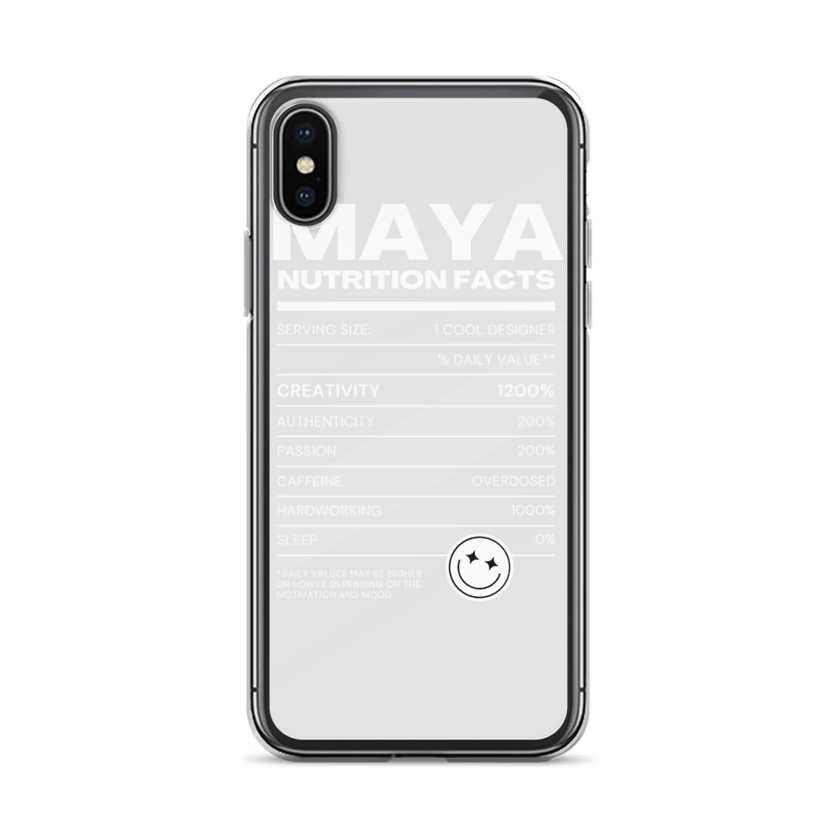 Personalized MAYA Nutrition Facts Phone Case