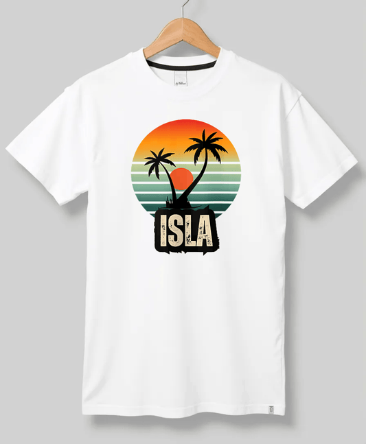 Personalized ISLA Retro Sunset Disk T-Shirt