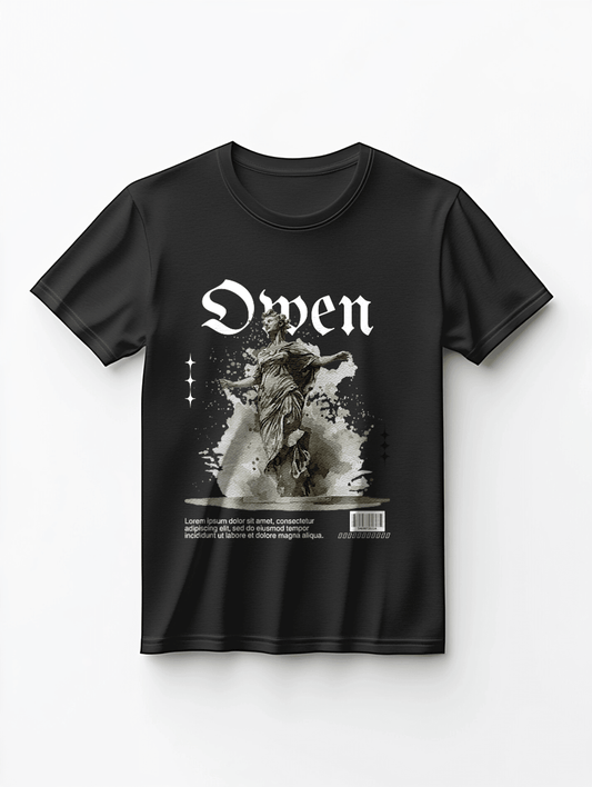 Personalized OWEN Monochrome Statue T-Shirt