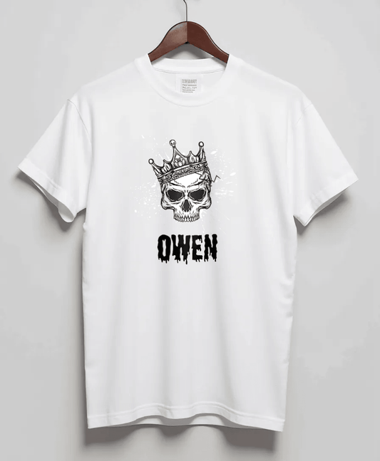 Personalized OWEN T-Shirt with Hand-Drawn Skull Design