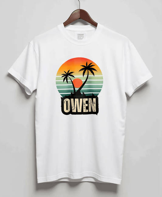 Personalized OWEN Retro Sunset T-Shirt