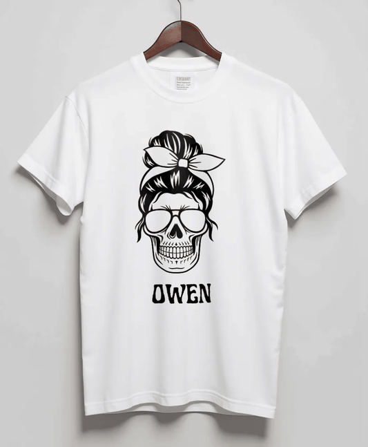 Personalized OWEN Skull Illustration T-Shirt