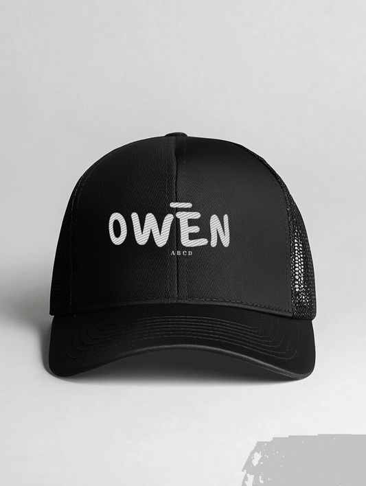 Personalized OWEN Black Trucker Cap