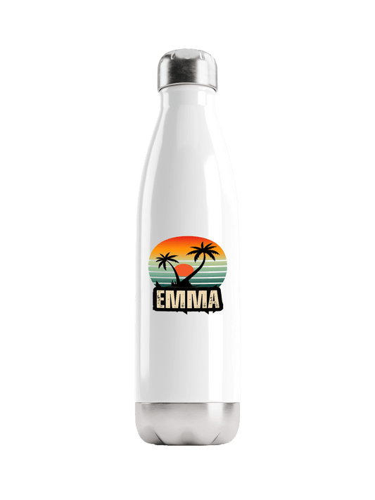 Personalized EMMA Water Bottle with Retro Sunset Design