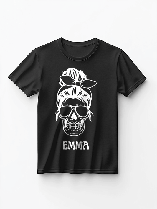 Personalized EMMA Skull Illustration T-Shirt