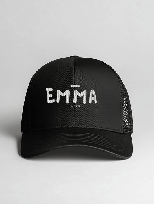 Personalized EMMA Black Trucker Cap