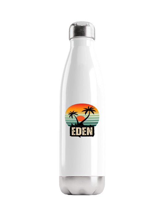 Personalized EDEN Water Bottle with Retro Sunset Design