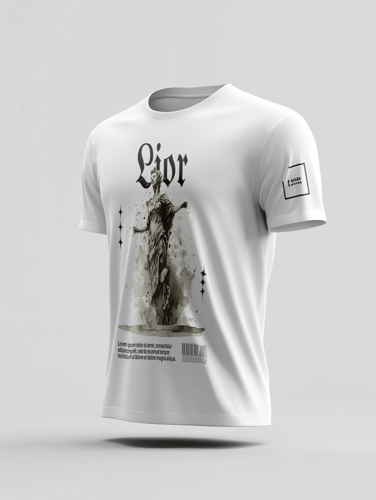 Personalized LIOR T-Shirt with Artistic Statue Design