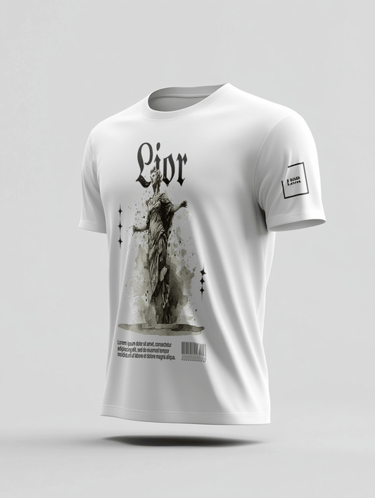 Personalized LIOR T-Shirt with Artistic Statue Design